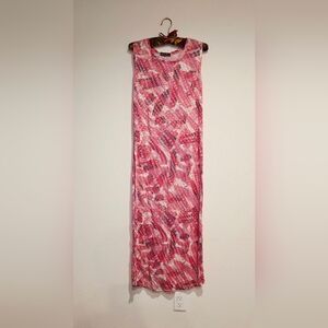 David Cline Long Floral Summer Dress White Pink Purple Color  2 side slid  S New